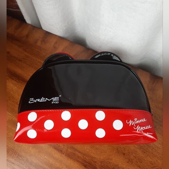Disney Minnie Mouse Black and Red Polka-Dot Patent Leather Cosmetic Case - Picture 3 of 11